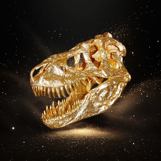 Goldener T-Rex-Schädel Abguss | Handgefertigt in Deutschland