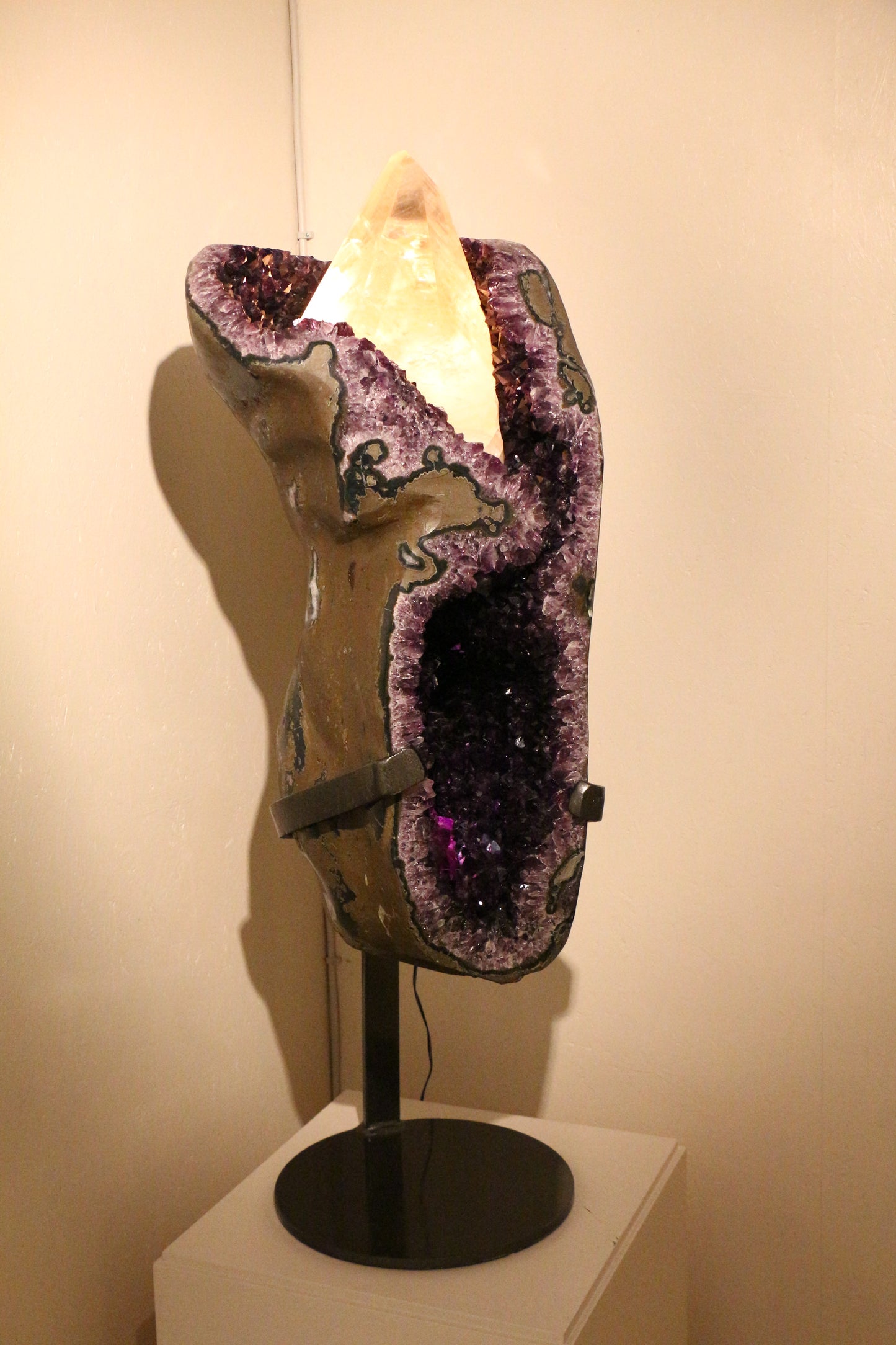 Amethyst Geode Lamp with Calcite | Brazil