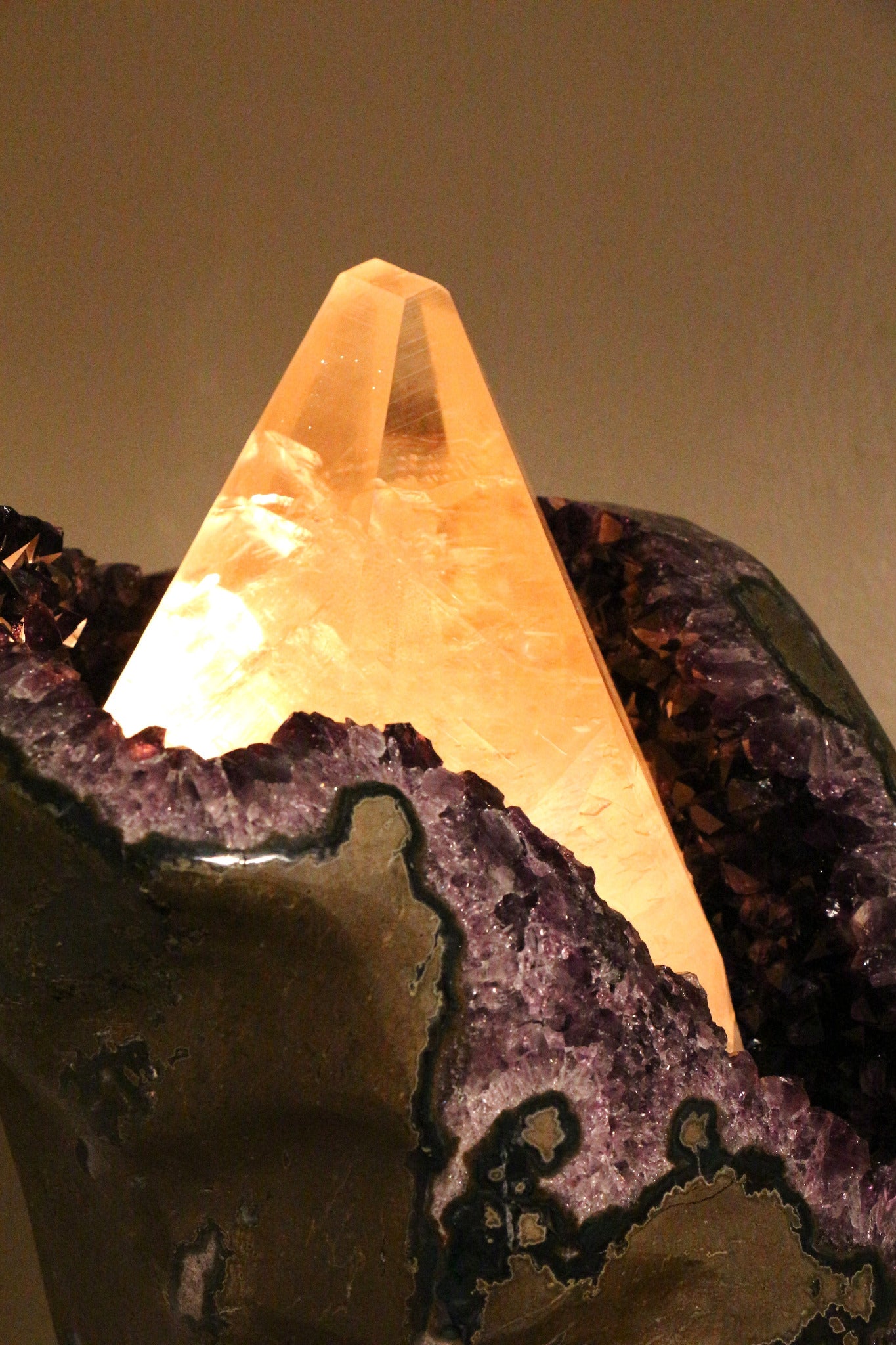 Amethyst Geode Lamp with Calcite | Brazil